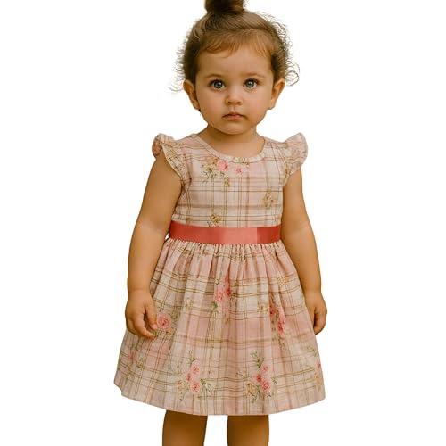 Image of TotzTouch Baby Girls Gathered Floral Printed Dress