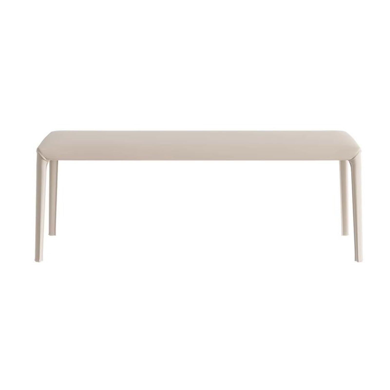 Rangement de bout de lit dans la chambre ou meuble de couloir blanc cassé avec assise