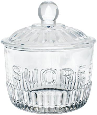 French Inspired Ribbed Glass Sugar Jar"Sucre"
