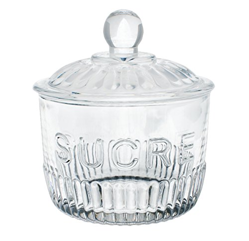 French Inspired Ribbed Glass Sugar Jar"Sucre" #TOP1