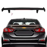 Compatible with 2016-2019 Chevy Cruze Matte ABS Trunk Spoiler Wing & Long LED Brake Light Matte Black