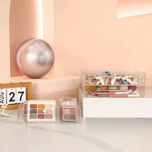 JessLab Organizador Acrílico para Cajón, Caja de Almacenaje Transparente, Organizador de Maquillaje Duradero y Elegante para Tocador, Labiales, Brochas, Joyería (2 Pack) - imagen 5