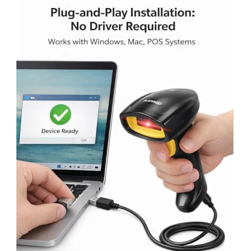 Image of Wireless 2.4GHz 2D & 1D Barcode Scanner (QR Code & Barcode) Wired & Wireless(Rechargeable) Connectivity | Induction Scanning with Built-in Illumination Light |Strong ABS(1-Year Warranty)