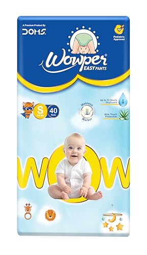 Image of Wowper Easy Pants by DOMS, Size S (4-8 kg), 40 Count, 12 Hours Dry Guard, Aloe Touch Protection