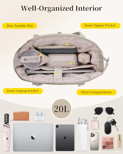 Image of Puffer Tote Bag for Women Handbag Nurse Bag with Cup Holder & Laptop Compartment & Trolley Sleeve for Work Travel