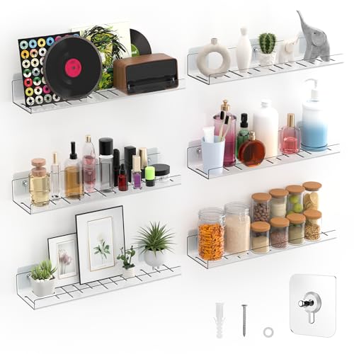 30% Off 6-Pack Transparent Floating Shelves for Bathroom & Bedroom