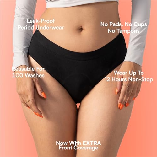 Image of Mahina Cotton Period Panty for Girls & Women - Black, No Pads Required, Mid-Waist, Reusable, Leakproof, No Rashes