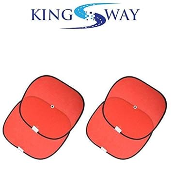 Kingsway Sticky Sun Shades for Car Window for Tata Tiago (Model 2016 Onwards) (Red, Set of 4, Cotton Fabric)
