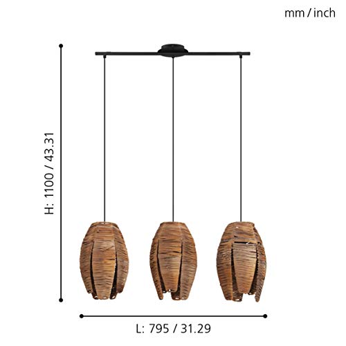 Eglo MONGU 1, Lampadario a Sospensione a 3 Punti