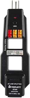 Triplett ET200 AC Line Splitter and GFCI Outlet/Receptacle Tester with 5 Visual Indicators