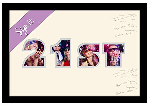 21st Birthday Signing Personalised Autograph Signature Guest Book Photo Frame To Sign (Black Finish Frame)