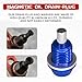 Hirificing M14×1.5 Car Magnetic Oil Drain Plug Removal Tool, Aluminum Alloy Oil Pan Sump Drain Nut Bolt Screw Repair Kit for Most Ford, GM, Hyundai, KIA and Accord, Civic, Pilot, Odyssey (Blue)