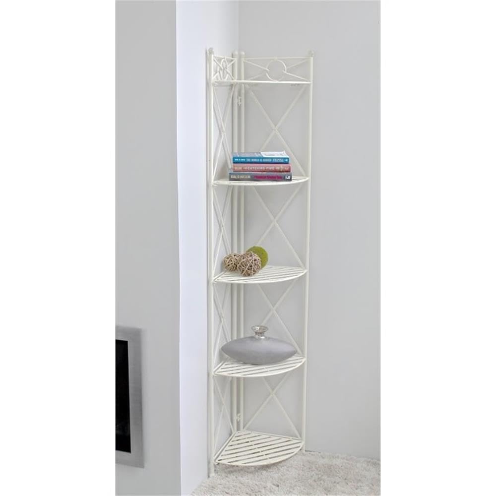 Pemberly Row 5 Tier Iron Corner Bakers Rack in White