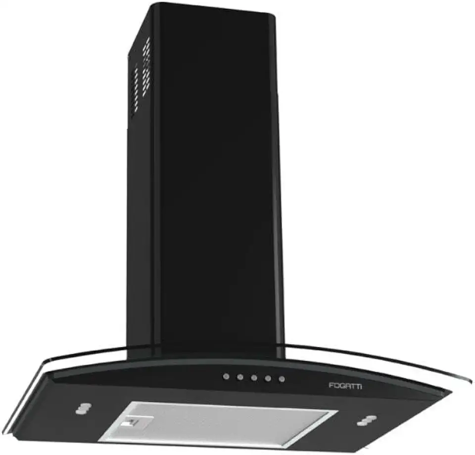 Coifa de Parede Vidro Curvo, Fogatti, Painel Mecânico, 60cm 4 e 5 Bocas, Black 110V