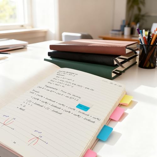Carnets de notes A5 160 pages lignées cahier couverture rigide poche stylo bureau - 6