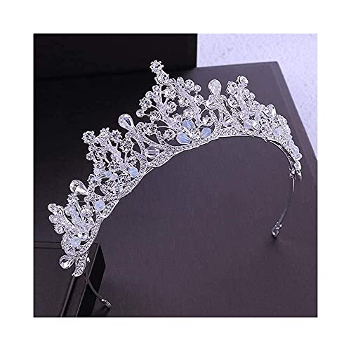 LEELLY Fiesta Floral Corona Diademas para Mujeres Cuentas Nupcial Tiara Corona Color Plata Cristal Diadema Velo Tiaras Boda Cabello Coronas Tocados Cover