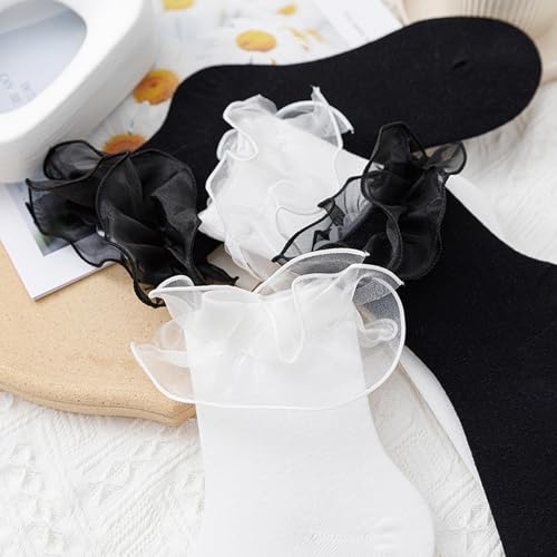 Image of Women Ankle Socks - Frilly Ruffle Socks, Comfortable & Cute, Perfect for Dresses & Fashion