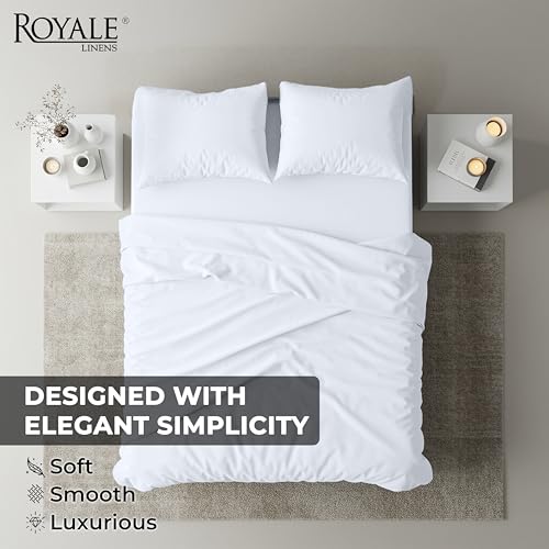Image of Royale Linens 100% Organic Cotton Full 2 Pack Flat Sheet Only - Super Soft - Percale Top Sheets - Full Flat Sheet Sold Separately - Breathable, Cool & Crisp White Sheets Only (81 inch x 96 inch, White)
