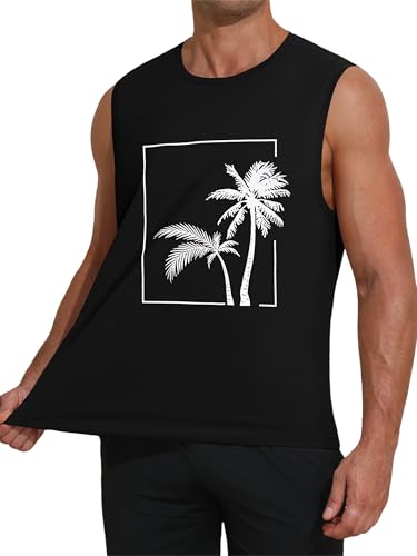 Sleeveless Shirts for Men Quick Dry Beach Summer Tank Tops Sun Protection UPF 50+ Athletic Gym Workout Muscle Black Tank Top — view 4