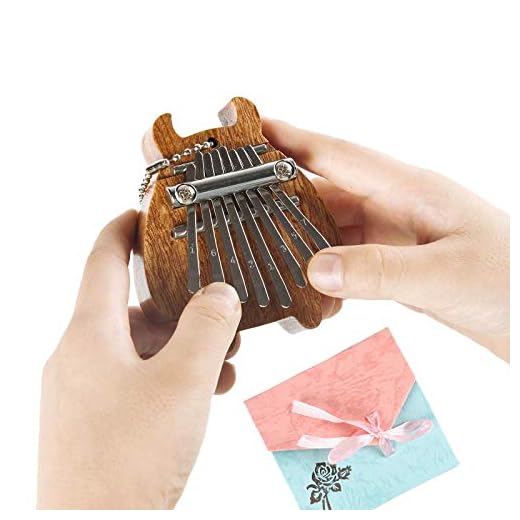 RIMLUFE cute mini kalimba tiny calimba mbira hand harp musical instruments marimba small portable finger thumb piano accessories for kids beginners piano instruments adults 8 key calming gifts