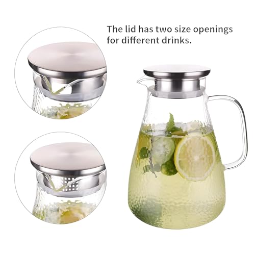 Image of Premium Glass Water Pitcher with Lid - 1.5L Heat Resistant Elite Borosilicate Glass Jug for Hot & Cold Beverages | Carafe with Stainless Steel Filtered Spout for Juice, Lemonade, Iced Tea