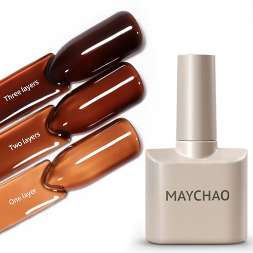 MAYCHAO 15ML Jelly Sheer Tortoise Gel Nail Polish 1Pc Transparent Hot Cocoa Amber Gel Polish Soak Off UV LED Translucent Nail Polish Nail Art Starter Manicure Salon DIY at Home 0.5 OZ