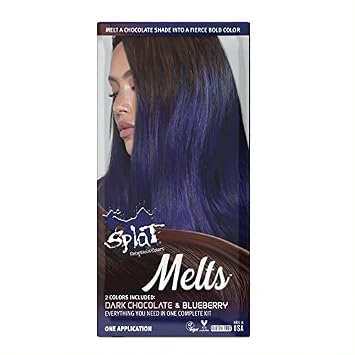 SPLAT MELTS COMPLETE KIT WITH BLEACH AND 2 SEMI-PERMANENT HAIR COLORS Blueberry & Dark Chocolate