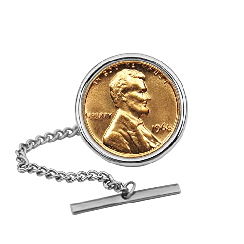 Us 1968 Lincoln Penny Small Cent Bu Uncirculated Coin Silver Plated Tie Tac Tack Pin New #TOP22