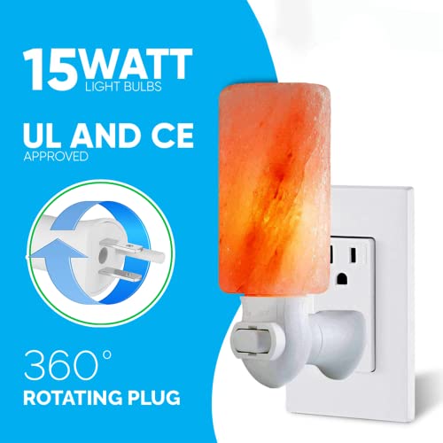 Nevlers 2 Pk Himalayan Salt Lamp Night Light Plug In |Authentic 5.5" Cylinder Shape Himalayan Night Light |Handcarved Salt Lamp Wall Night Light |Ul Listed Himalayan Salt Night Light Wall Plug &Bulbs #TOP4