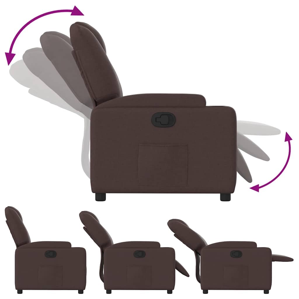 vidaXL Poltrona reclinabile, Sedia Relax con Schienale Seduta con Braccioli Imbottiti Soggiorno, Moderno, Marrone Scuro Tessuto