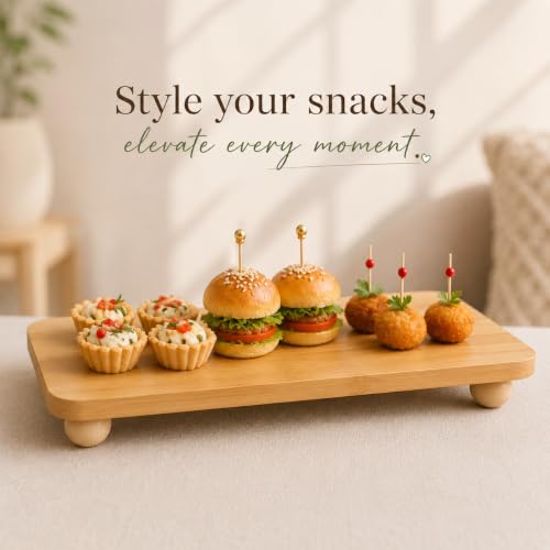 Image of Curated Cart Wooden Display Riser, Pedestal Stand for Bathroom Decor, Small Kitchen Counter Shelf Spice Rack Organizer, Plant Stand, Display Shelf for Cosmetics (PedaStal-Rectangle-24CM)