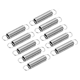 uxcell 10Pcs 1.2x10x50mm Extended Tension Spring, 304 Stainless Steel Extension Spring Steel Dual Hook Compression Springs for Machinery Construction Industrial, Home Repairs, Silver