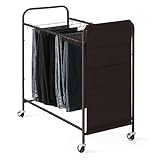 Rolling Pants Trolley Pants Hangers Pants Rack with 30 Hangers Closet Organizer for Jeans Trousers Skirts, Bronze