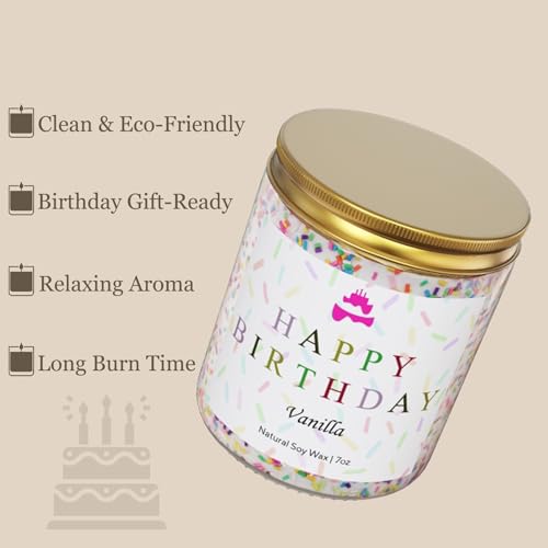 Lihome Happy Birthday Candle - Birthday Gifts for Women, Men, Mom, Dad, Sister, Teacher, Friends - Best Gifts for Her Ideas, Natural Soy Wax Vanilla Scented Candles - Image 4