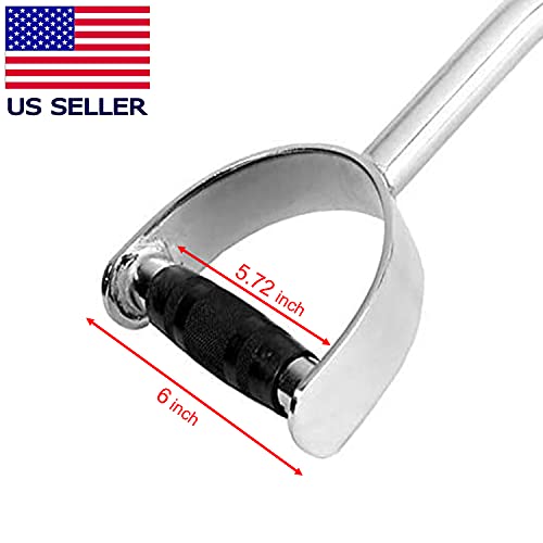 Fitness Maniac Home Gym Cable Attachments 2Pcs Set 30" Curl Bar With Rubber Handgrips 28" Metal Lat Bar Rotating Revolving Pull Down Accessories #TOP7