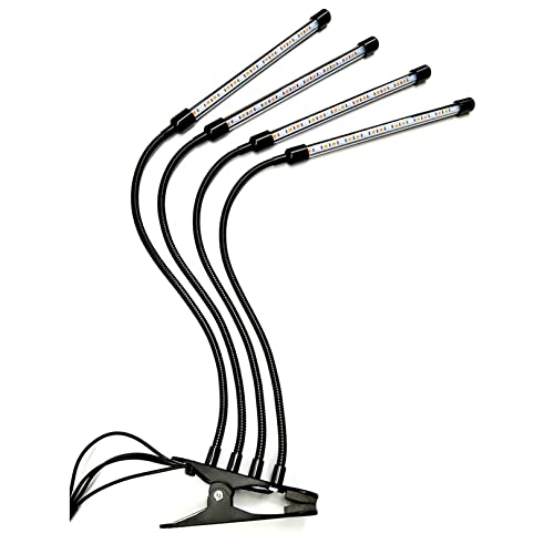 FAXIOAWA Lampes de Culture, Lampe de Culture à 4 têtes à Spectre Complet avec minuterie et Clip réglable, 9 Modes à intensité Variable, Lampe de Plante à 80 LED pour la Culture hydroponique