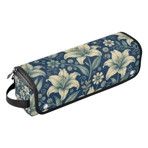 Funda de viaje 2 en 1 para rizador con tapete resistente al calor impermeable para planchas de pelo diseño floral Lily William Morris organizador de accesorios para el cabello miniatura 1