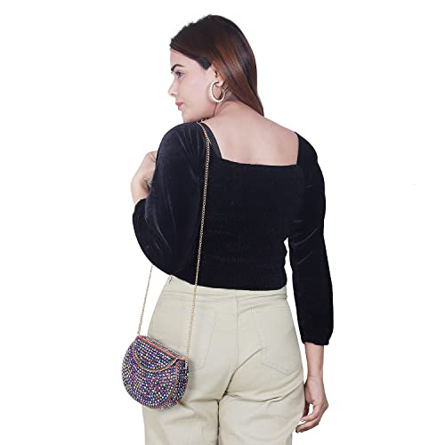 Image of Shakuntala Vintage Clutch - Metal Mosaic Stone & Shell Design Purse - Handmade Women's Handbag