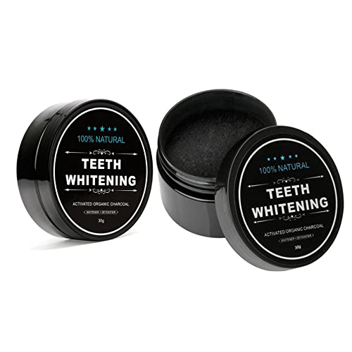Teeth Whitening Charcoal Powder, Teeth Whitener Powder Oral Care Sets Natural Coconut, No Hurt on Enamel or Gum (2)