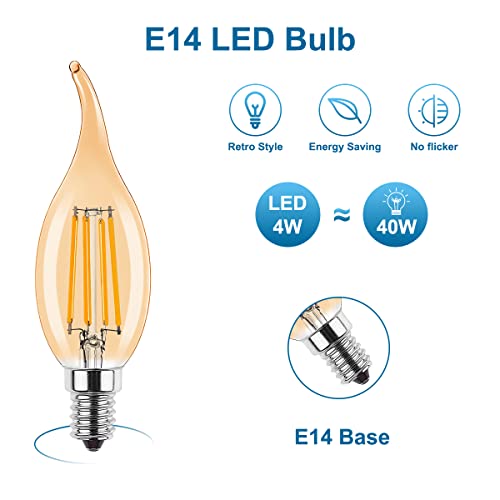 ProCrus E14 Lampada LED,Candela Vintage 4W,LED per...
