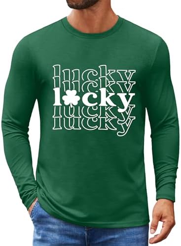 QAUN St Patricks Day Shirt for Men Long Sleeve:Mens St Paddys Day Shirt Irish Tshirt Casual Tops