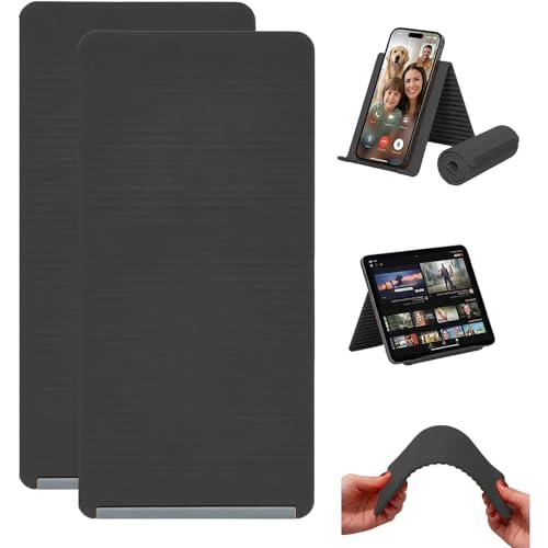 Support téléphone pliable en silicone noir ZVD pour bureau et voyage x2