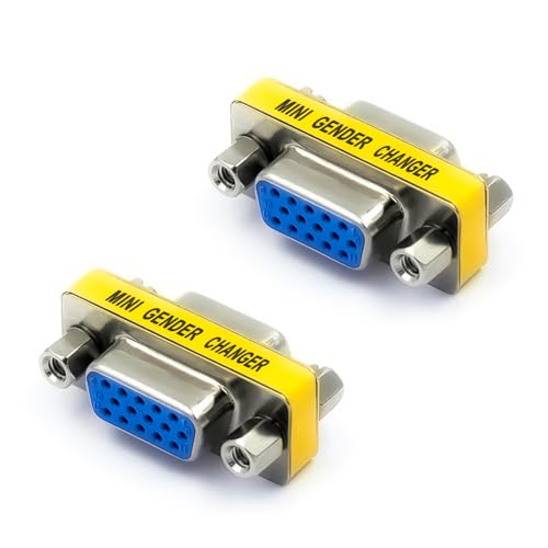 VCE VGA Female to Female Adapter SVGA Coupler HD15 Mini Gender Changer VGA Cable Extender 2Pack