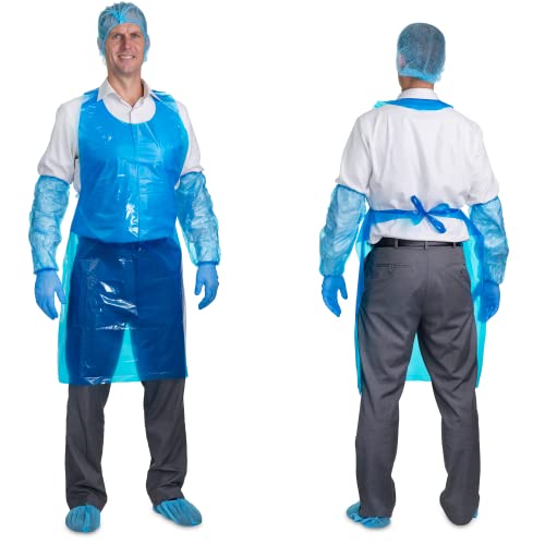 PENTAGON SAFETY EQUIPMENT 2 mils Disposable Heavy Weight Plastic/Poly Apron | 28 x 46 inches | 100/500/1000 (Blue, 100 Pack)
