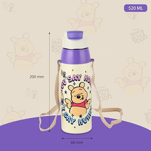 Image of CELLO Kidzbee Era 600 Insulated Kids Water Bottle 520 ml, Off White | 3D Touch & Feel Hunny Bears Design One Hand Grip Lightweight Leakproof Easy Sip Flip Cap Insulated Water Bottle for School Kids