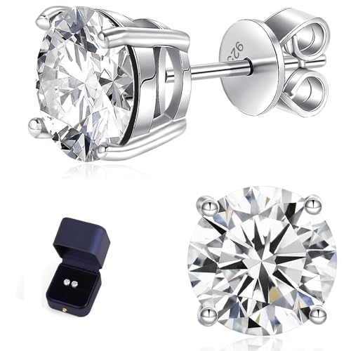 Moissanite Stud Earrings 1-4ct S925 Sterling Silver Earrings Moissanite Earrings Hypoallergenic Lab Created Diamond D Color Jewelry Gifts for Women Men Valentine's Day