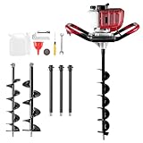 JKCHENPRO 2 Stroke Gas Powered Post Hole Digger, 52CC&1800W Earth Auger Hole Digger with Two Earth Auger Drill Bit 4