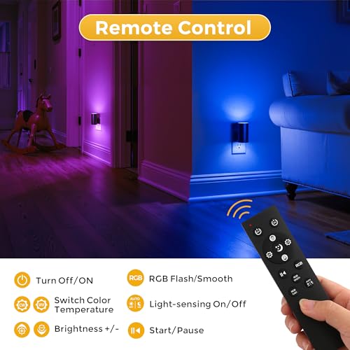 Image of L LOHAS LED Night Light with Remote, Night Lights Plug into Wall, RGB Color Changing Nightlight with Light Sensor, Nightlights for Kids Gifts Halloween Christmas Party Hallway Bedroom Kids Room,1 Pack