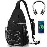 OSOCE RFID Anti-Theft Sling Bag for Men & Women, Water-Resistant Crossbody Bag with Water Bottle Pocket & Cable Port, Casual Daypack for Travel, Hiking, Commute