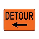 Left Arrow Detour Style 2 Traffic Sign Aluminum Metal Sign 10 in x 14 in
